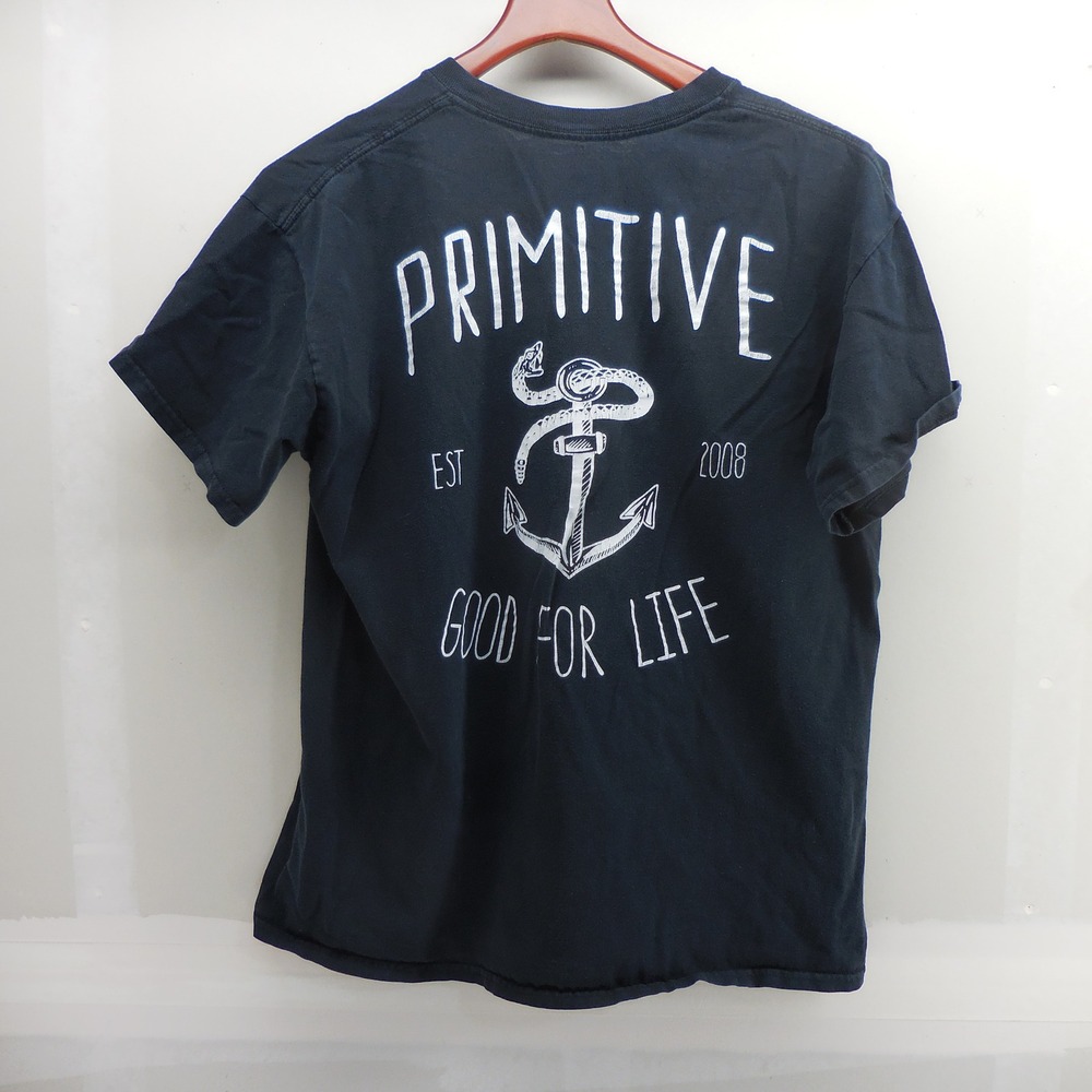 Primitive Apparel Mens Large Black Graphic T-Shirt Anchor Snake Good For Life L